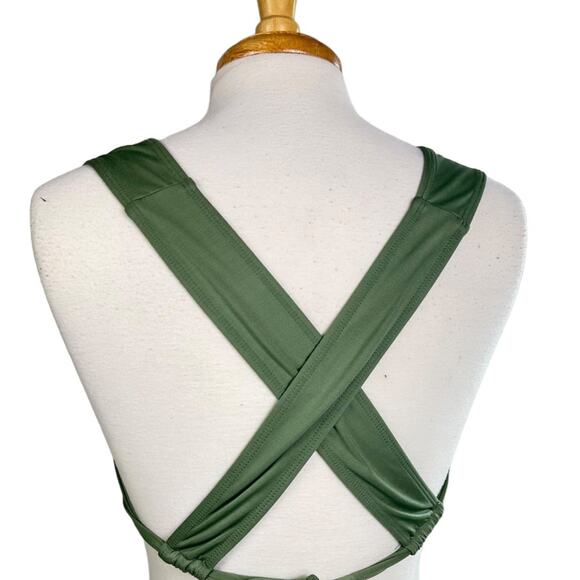 Mossimo Olive Green Bikini Top Criss Cross Swimsuit Bathing Suit Bikini Size M - Picture 7 of 10